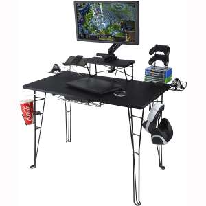 Atlantic Gaming Original Gaming Desk - 32 inch TV Stand, Charging Station, Speaker 5 Game Controller Headphone Storage