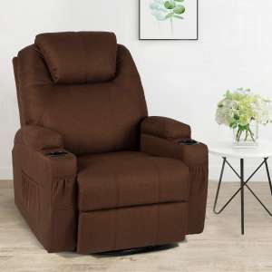 Esright Coffee Fabric Massage Recliner Chair