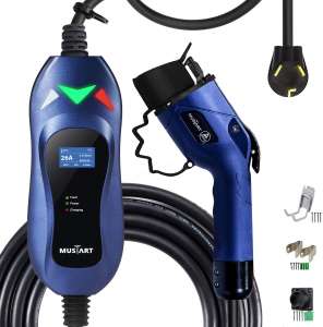 MUSTART Level 2 Portable EV Charger (240 Volt, 25ft Cable, 26 Amp), Electric Vehicle Charger Plug-in EV Charging Station with NEMA