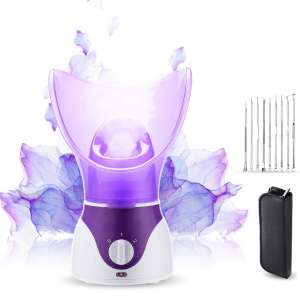 Bromose Nano Ionic Facial Steamer Warm Mist with Timer and Precise Temp Control,Clear Blackheads,Unclogs Pores Rejuvenate and Hydrate Your Skin