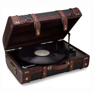 ClearClick Vintage Suitcase Turntable with Bluetooth & USB - Classic Wooden Retro Style