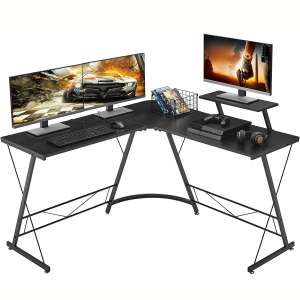 Mr IRONSTONE L-Shaped Desk 50.8" Computer Corner Desk, Home Gaming Desk, Office Writing Workstation with Large Monitor Stand, Space-Saving, Easy to Assemble