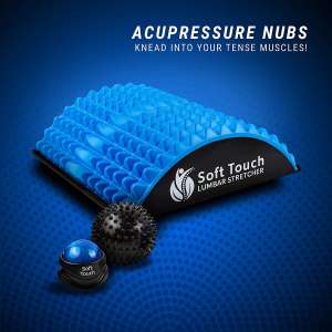 Soft Touch Back Pain Sciatica Relief Lower Back Stretcher with Two Massage Balls