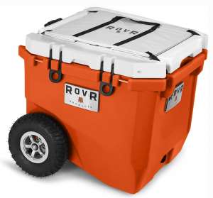 RovR Wheeled Camping Rolling Cooler with Wheels 45 qt (Desert Orange)
