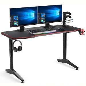 Wearson Gaming Computer Desk 55 inch - Gaming Desk with Mouse Pad Top,Cup Holder,Headphone Hook,Game Handle Holder and 4 Port USB Charging Station Large