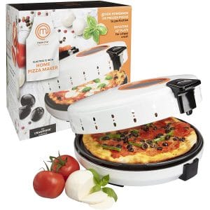 MasterChef Pizza Maker- Electric Rotating 12 Inch Non-stick Calzone Cooker - Countertop Pizza Pie Oven w Adjustable Temperature Control, Fun Gift