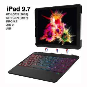 iPad Keyboard Case 9.7 for iPad 2018 (6th Gen) - iPad 2017 (5th Gen) - iPad Pro 9.7 - iPad Air 2 & 1 - Hundreds of DIY:7 Colors Backlight