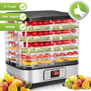 Food Dehydrator Machine, Digital Timer and Temperature Control, 8 Trays - For Beef Jerky Preserving Wild Food and Fruit Vegetable Dryer in Home Kitchen