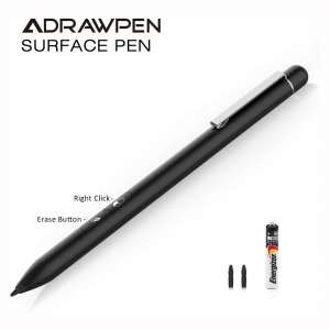 Adrawpen Stylus Pen with Palm Rejection 4096 Pressure, Support 1000 hrs Working Time for Surface Pro 7