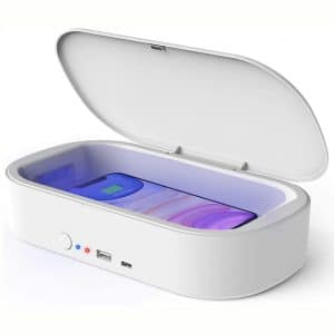 UV Phone Sanitizer Box with Wireless Charger, Portable Multi-function UV Cell Phone Sterilizer, Aromatherapy Function UVC Cleaner Box for Smartphone Watches