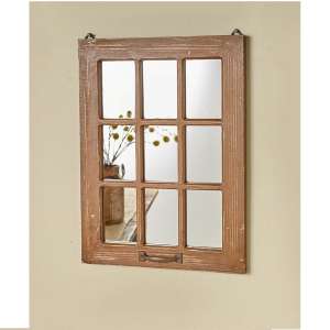 Lakeside Collection Wood Windowpane Mirror