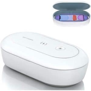 Portable Cell Phone UV Light Sanitizer Box, Wireless Charger with USB Charging, UV Sterilizer Box with Aroma Diffuser, for Jewelry, Watches, Glasses