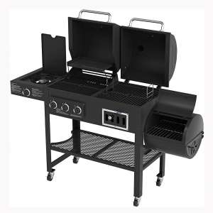 Smoke Hollow 3500 4-in-1 Combination 3-Burner Gas Grill with Side Burner, Charcoal Grill and Smoker:Firebox