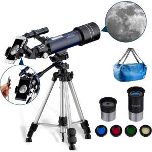 Astronomy Telescope for Beginners with 43 inch Tripod Smartphone Adapter Mounting Portable Travel Scope Case, 400 70mm 66x MAXLAPTER