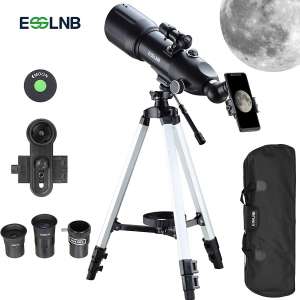 ESSLNB Telescopes for Adults Astronomy Beginners Kids 400X80mm with 10X Smartphone Adapter Adjustable Tripod Case and Moon Filter Erect-Image Diagonal Prism