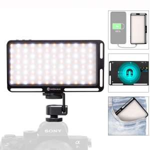 On Camera Light for DSLR, Moman LED Video Light CRI 96+ Bi-Color Camera Panel Light 3000K-6500K Dimmable with Type-C Cable Rechargable for Photography Dslr Camcorder