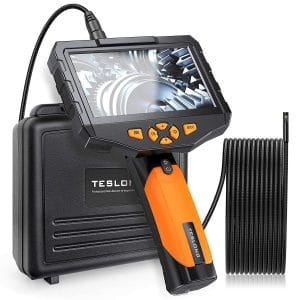 Teslong Dual Lens Inspection Camera with 4.5 inch IPS LCD Screen, Endoscope Camera with 16.4ft Waterproof Cable, Borescope with 6 LED Lights, Snake Camera with LED Flashlight