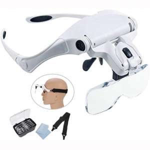 Lighted Head Magnifying Glasses Headset with Light Headband Magnifier Loupe Visor for Close Work:Electronics:Eyelash:Crafts:Jewelry:Repair