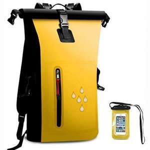 AMASENG Waterproof Dry Bag 25L Dry Backpack 500D PVC Heavy Duty Roll-Top Closure with Zipper Pocket with IPX8 Waterproof Phone Case Dry Sacks