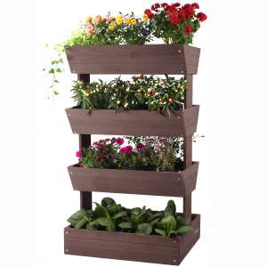 Aivituvin Vertical Raised Garden Bed with 4 Containers, Elevated Freestanding Herb Planter Box Growing Vegetable