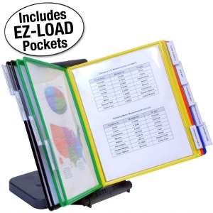 Ultimate Office AdjustaView 10-Pocket Desk Reference Organizer with Easy-Load Pockets and Compact Weighted Base