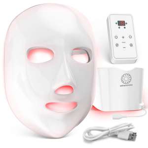 Dermashine Pro 7 Color Wireless LED Mask For Face and Neck | Photon Red Light For Healthy Skin Rejuvenation Therapy