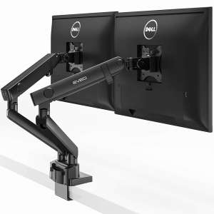EVEO Premium Dual Monitor Mount Desk Arms - Monitor Arms for Dual Screens with Full Motion Spring Movement