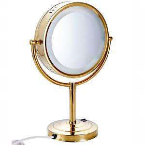 Cavoli 8.5 inch LED Makeup Mirror with 10x Magnification,Tabletop Two-sided,Gold Finish(8.5in,10x)