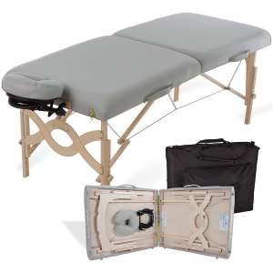 EARTHLITE Portable Massage Table Package AVALON – Reiki Endplate, Premium Flex-Rest Face Cradle & Strata Cushion, Carry Case