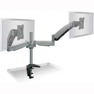 Mount-It! Dual Arm Monitor Mount | Dual Monitor Arm Stand | Two Full Motion Articulating Adjustable Gas Spring