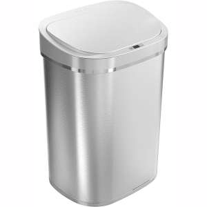 Ninestars DZT-80-35 Automatic Touchless Infrared Motion Sensor Trash Can, 21 Gal 80L, Heavy Duty Stainless Steel Base (Oval, Brush Trashcan
