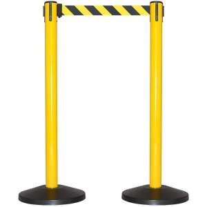CCW Series RBB-100- Set of 2 Stanchion Retractable Belt Barriers- Easy to Assemble, No Tools Required