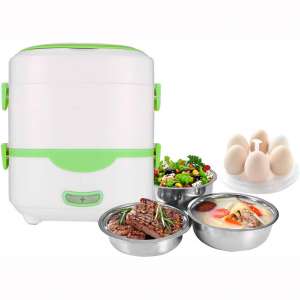 Lomejor Self Cooking Electric Lunch Box, Mini Rice Cooker, Multi-function Cooking Steaming Lunch Box for Home Office School