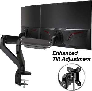 AVLT Dual 13"-35" Monitor Arm Desk Mount fits Two Flat Curved Monitor Full Motion Height Swivel Tilt Rotation Adjustable Monitor Arm - Black VESA C-Clamp Grommet