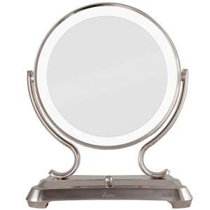 Zadro Polished Nickel Surround Light Dual Sided Glamour Vanity Mirror, 5X : 1X Magnification