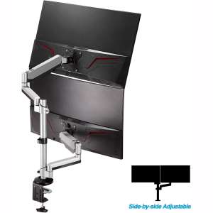 AVLT-Power Dual 32" Monitor Stackable Desk Stand - Mount Two 17.6 lbs Computer Monitors on 2 Full Motion Adjustable Arms