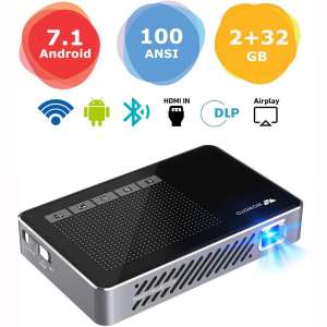 Mini Projector WOWOTO A5 Pro Android 7.1 100ANSI 2+32G Portable DLP Video Projector 150" Home Theater Projectors with BT4.0 Support WiFi Wireless