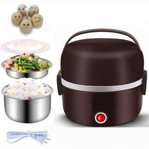 Multifunctional Electric Warmer Lunch Box Food Heater Portable Lunch Containers Warming Bento For Home Food Grade Material 2 Layers Steamer
