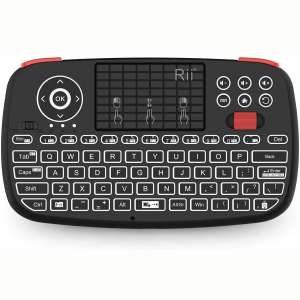 (2019 Upgrade) Rii i4 Mini Bluetooth Keyboard with Touchpad, Blacklit Portable Wireless Keyboard with 2.4G USB Dongle