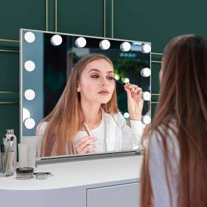 Melur Lighted Vanity Mirror with 14 x 3W Dimmable LED Bulbs and Touch Control Design, Hollywood Style Makeup Cosmetic Mirrors with Lights