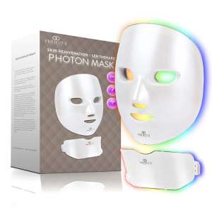Project E Beauty Photon Skin Rejuvenation Face & Neck Mask | Wireless LED Photon Red Blue Green Therapy 7 Color Light Treatment Anti Aging Spot Removal
