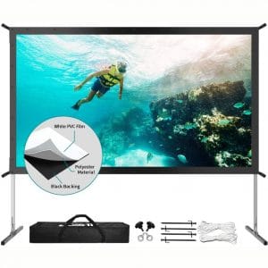 Projector Screen with Stand, Upgraded 3 Layers 120 inch 4K HD 16-9 Outdoor Indoor Portable Front Projection Screen, Foldable Projection Screen with Carry Bag for Home Theater Backyard Movie