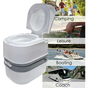HTTMT- 6.3 Gallon 24L Advanced Portable Toilet Flush Camping Travel Piston Pump Commode [P N- ET-TOILET002-24L]