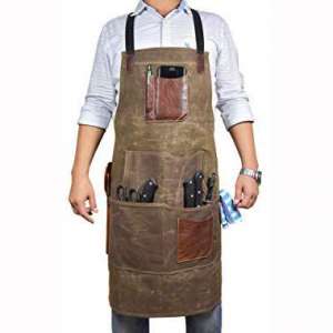 One Size Fits Utility Apron | Adjustable Cross-Back Straps | Multi-Use Shop Apron With Tool Pockets By Aaron Leather