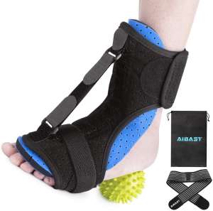 AiBast Plantar Fasciitis Night Splint, 2020 New Upgraded Blue Multi Adjustable Ankle Brace Foot Drop Orthotic Brace