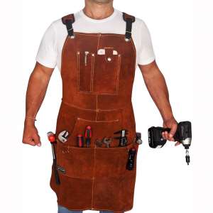 FIGHTECH Leather Work Apron with Tool Pockets for Men, Women | 36 x 24 | Welding Apron Ideal for Woodworkers, Blacksmiths, Gardeners