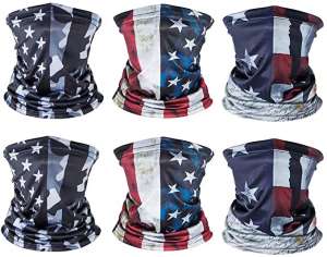 American US Flag Face Bandana Neck Gaiter, Sun UV Dust Protection Reusable Half Mask Scarf Motorcycle Balaclava for Men Women