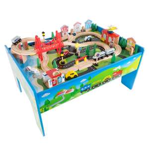 Hey! Play!  Wooden Train Set for Boys & Girls