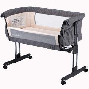 Mika Micky Bedside Sleeper Easy Folding Portable Crib,Grey