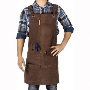 Waxed Canvas Heavy Duty Shop Apron With Pockets Adjustable up to XXL for Men and Women in Gift Box